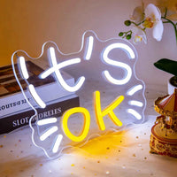 IT S OK Neon Sign for Bedroom Living Room Wall Decor Relaxing Ambiance Night Light Motivational Gift Home Office Reading Decor