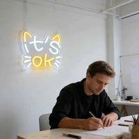 IT S OK Neon Sign for Bedroom Living Room Wall Decor Relaxing Ambiance Night Light Motivational Gift Home Office Reading Decor