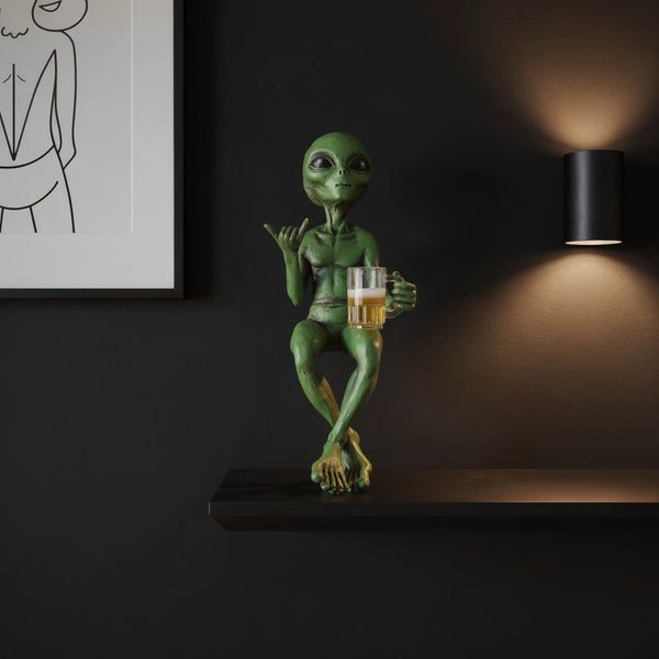 Beer-Drinking Alien Statue