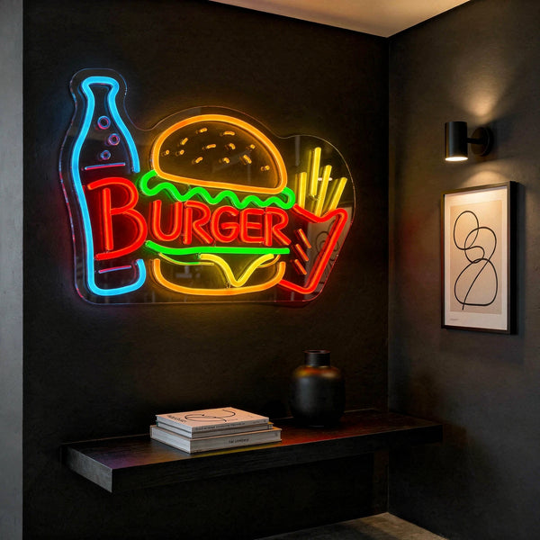 Retro Burger & Fries LED Neon Sign