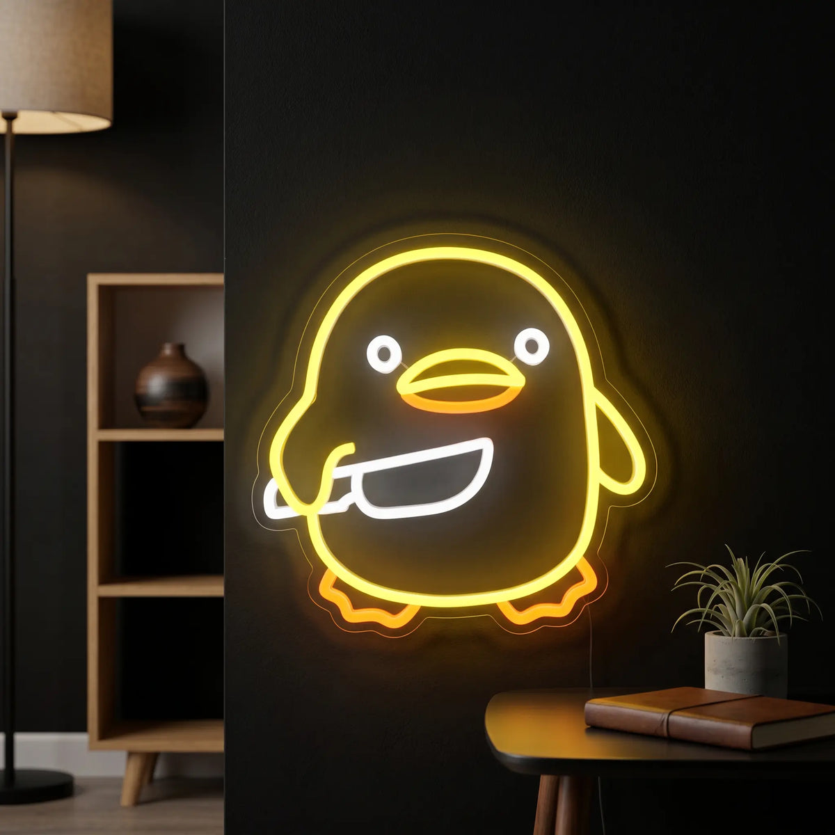 Cute Duck With Knife LED Neon Sign